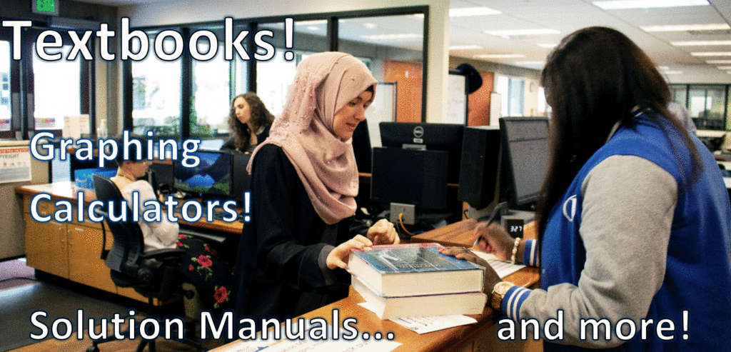 Image of student checking out books