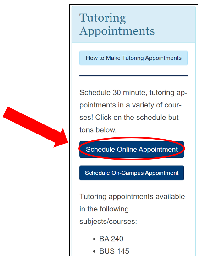 Choosing the Schedule Online Appointment button