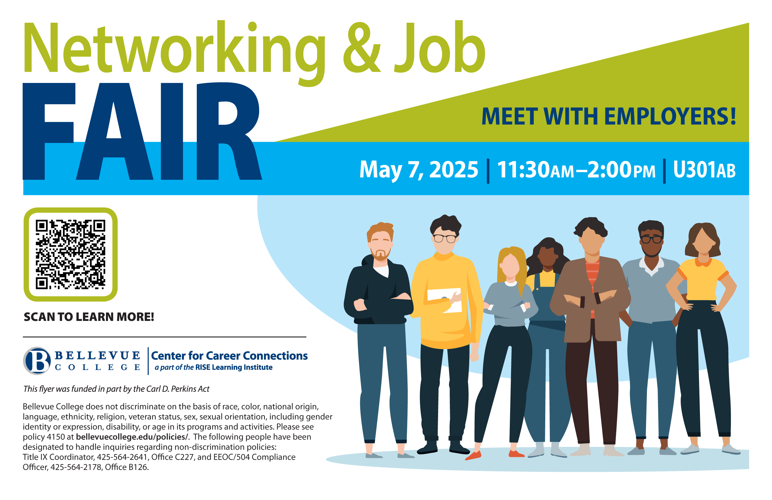 The 2025 networking and job fair will take place on May 7, 2025, from 11:30 AM - 2:00 PM, in U301