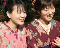 Japanese girls in traditional komono