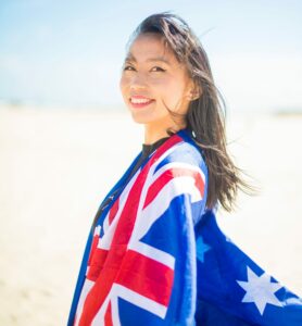 Woman with Australian national flag