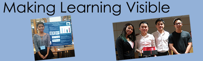 Header of Making Learning Visible with two photos of student presenters in a blue rectangular box