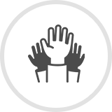 Icon image of three upraised hands, representing the Direct Service pathway.