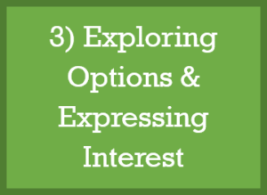 Green button link to video for exploring options and expressing interest as part of a class