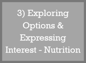 Gray button link to video for exploring options and expressing interest as part of a nutrition class