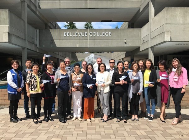 Partners in Education day in front of the BC fountain in the courtyard