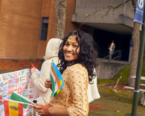 Student attending the International Week parade
