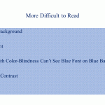 This slide is difficult to read. It has a patterned background, small font, blue font on a blue background, low color contrast and uses a serif font.