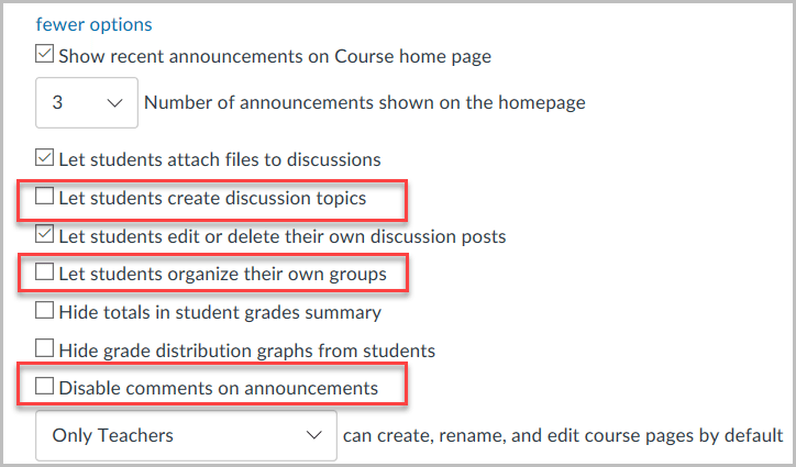 Course Merge Settings