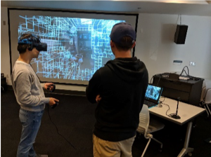 Students using virtual reality in the Bellevue College XR Lab.