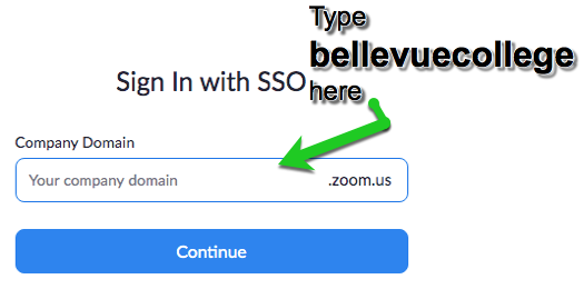 Zoom Single Sign-On: domain should be bellevuecollege