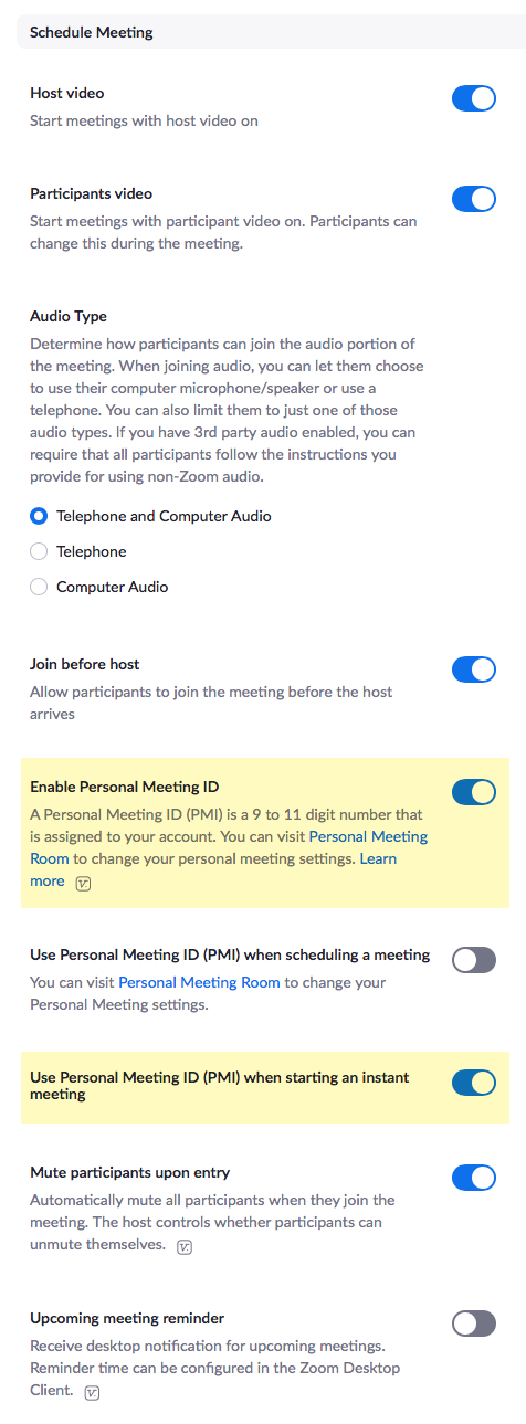 Zoom settings 2 of 7