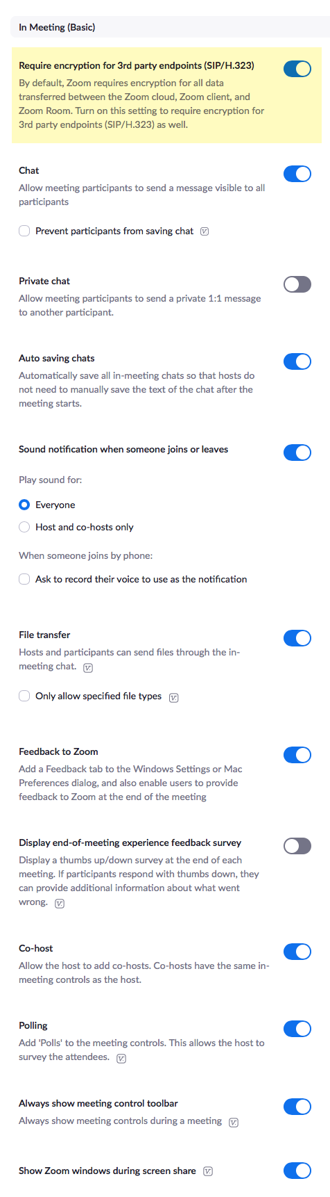 Zoom settings 3 of 7