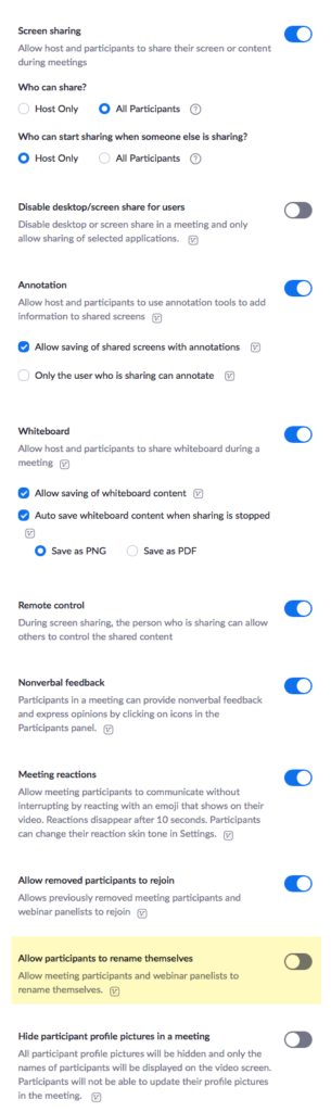 Zoom settings 4 of 7