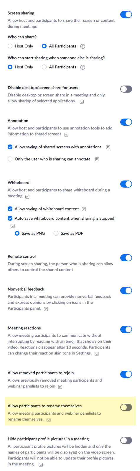 Zoom settings 4 of 7