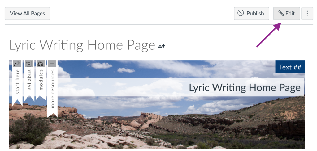 Edit button on the Lyric Writing Home Page