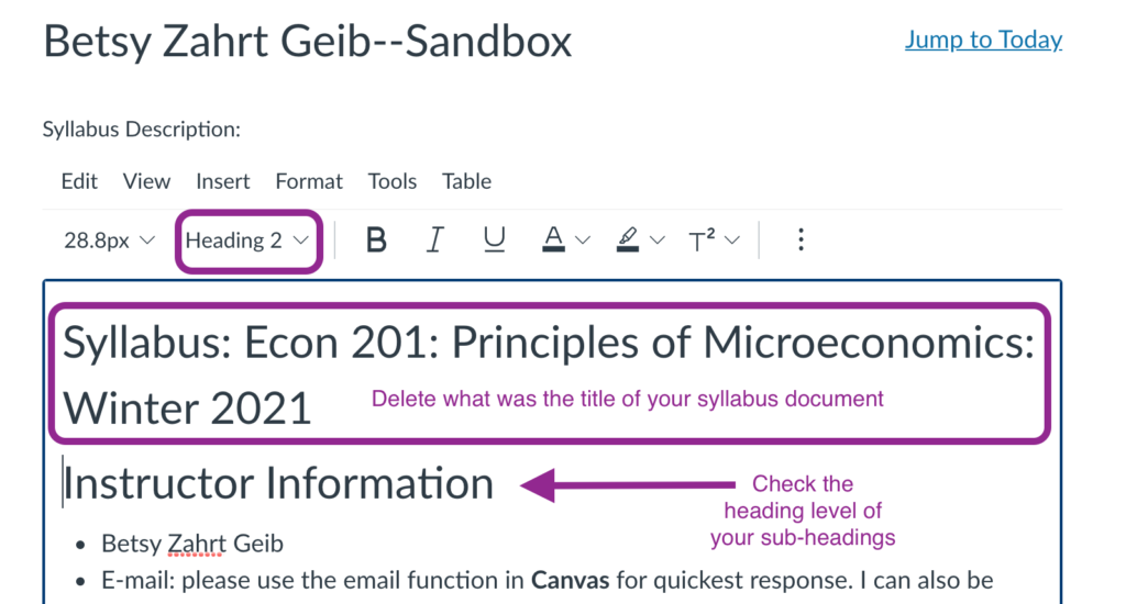 syllabus content in the rich content editor