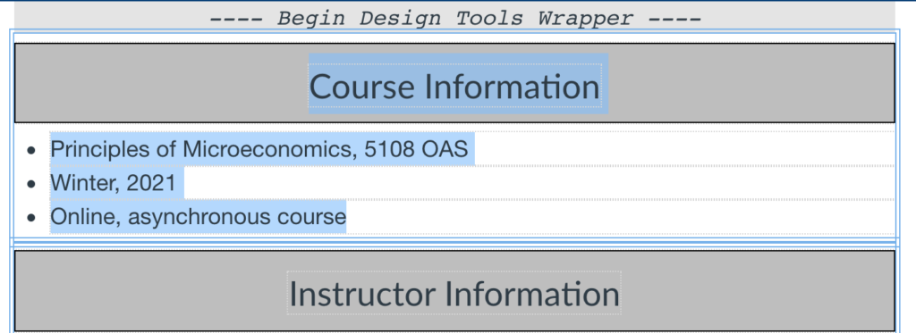 highlighted content block in the syllabus