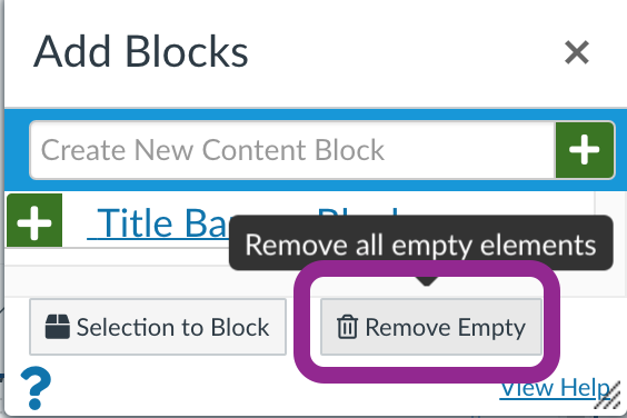 remove empty option in the add blocks pop up window