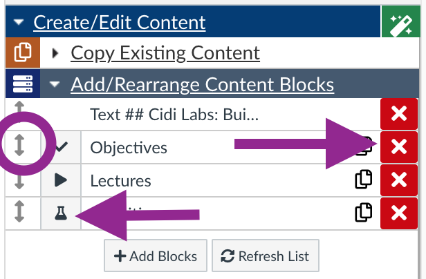 content block editor in Design Tools