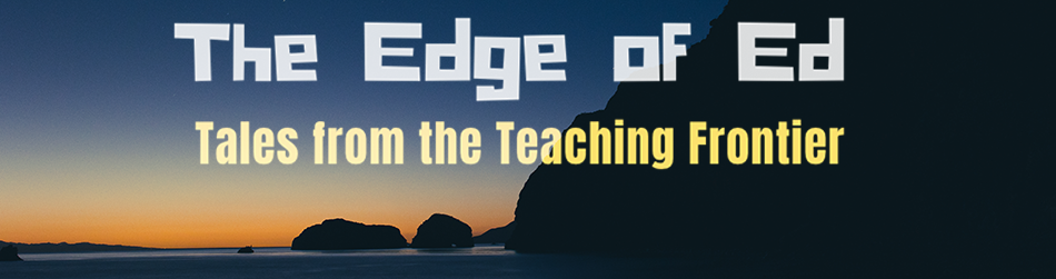 The Edge of Ed title with the background of the ocean and islands at dawn