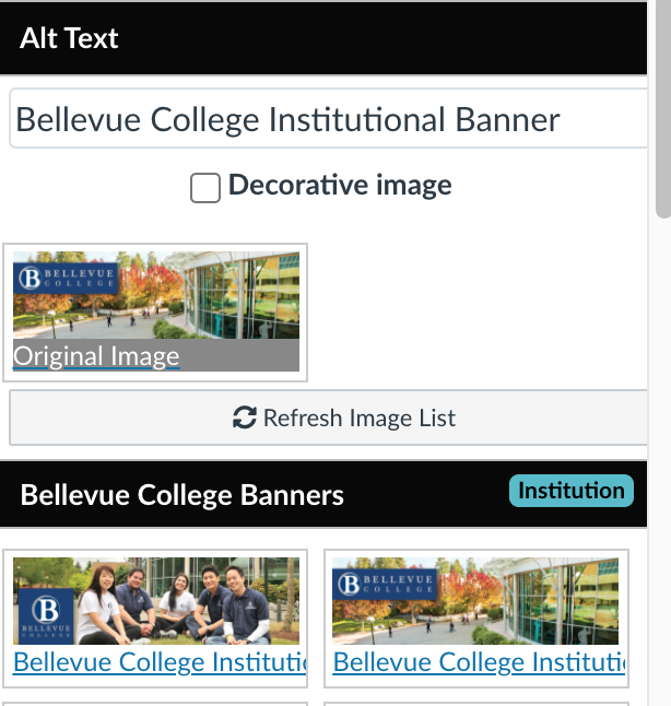 Banner images options pop-up in Design Tools.