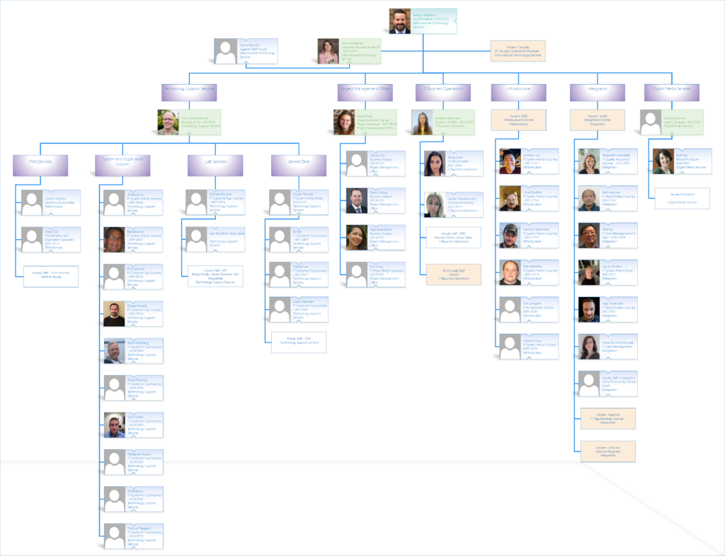 Organizational chart for Information Technology Services Division.