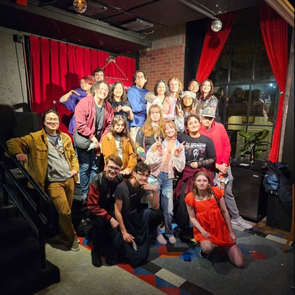 Group photo of Stage Fright members after a performance.