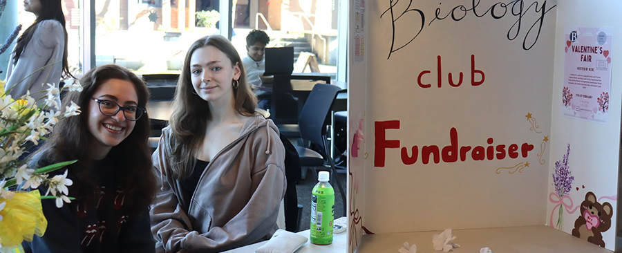 Students with the Biology Club work at a Valentine's Day fundraiser.