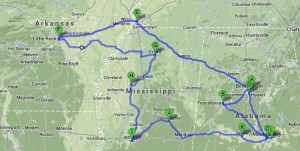 Civil Rights pilgrimage map