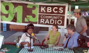 Sonya Green, news and public affairs director at 91.3 KBCS (left), Sue Popma, marketing director of the Crossroads Shopping Center, Roz Liming, Crossroads marketing manager, and Bruce Wirth, KBCS program manager.