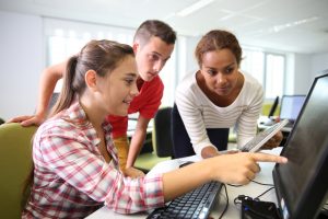 Group of students in computer's laboratory