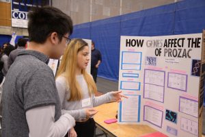 A student presents her science project