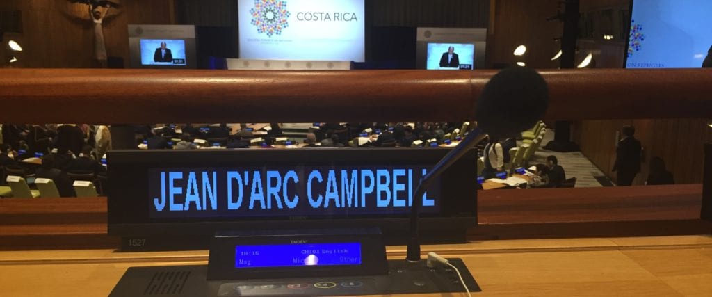 Jean D'Arc Campbell's nameplate at the United Nations