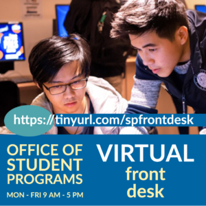 Student getting help from our student staff. Our Virtual Front Desk is at