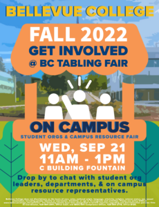 Fall 2022 Get Involved @ BC Wednesday Sept. 21, 11 AM - 1 PM