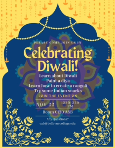 Celebrating Diwali poster with text and purely decorative images.