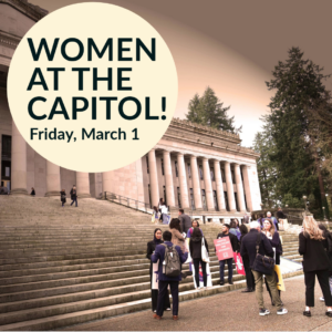 Students on the steps of the capitol building in Olympia