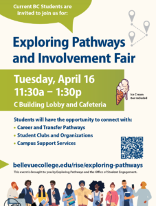 Exploring Pathways and Involvement Fair, Tuesday, April 16, 11:30 AM - 1:30 PM