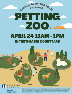 Petting Zoo with Animal Encounters, sponsored by Campus Activities Board - Wednesday, April 24 11 AM - 1 PM in Carlson Theatre Courtyard (images are purely decorative)