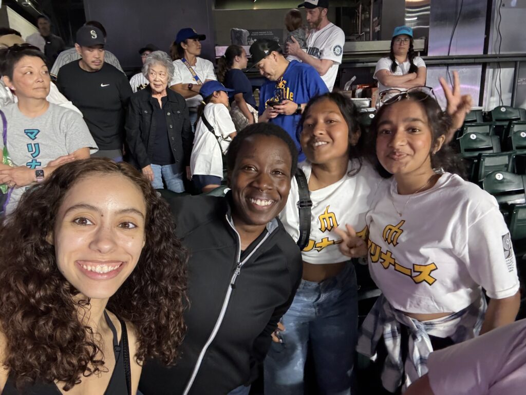 Students in the excellent seats at T Mobile Park during the Mariners vs New York Mets game as we celebrated Japanese Heritage Night.