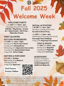 Welcome Week, Sept. 22 - 26 with events all week long and purely decorative images.