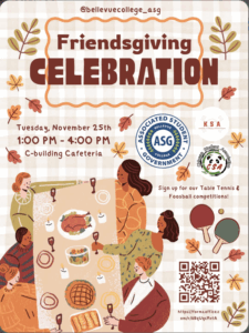 Friendsgiving Celebratioon poster with decorative images.