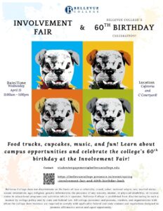 BC 60th Birthday Bash and Involvement Fair, Weds., April 15, 11 AM - 1 PM (food trucks to 2 PM) in C Building and C Courtyard.