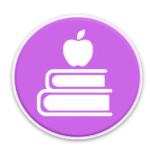 image of a stack of books with an apple on top