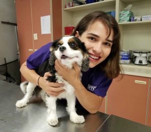 Alumna Lauren and Hamlet the dog