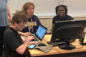 OLS students working on computers