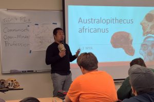 Dr. Anothony Tessandori talks presents on evolution to OLS students. 