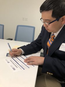 Geoff fills out his Internship Agreement form at Kaiser Permamnente