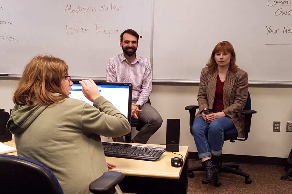 Bellevue reporters sti in front of class fielding questions